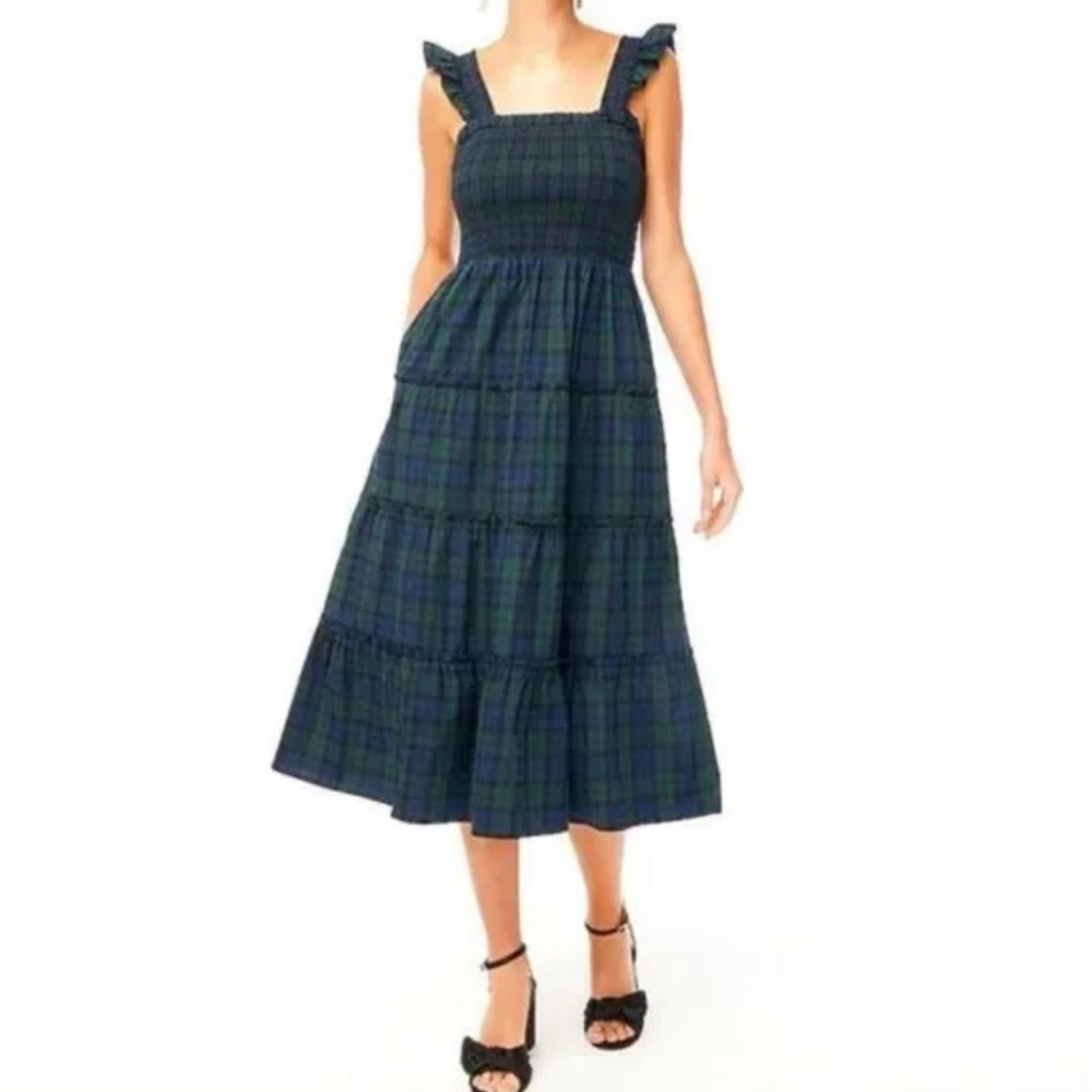 J. Crew Cotton Poplin Smocked Tiered Midi Dress NWT